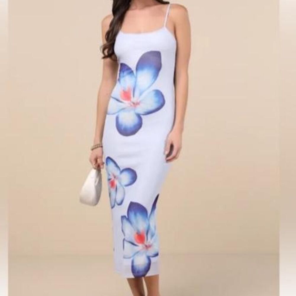 Lulus Women's Blue and White Dress